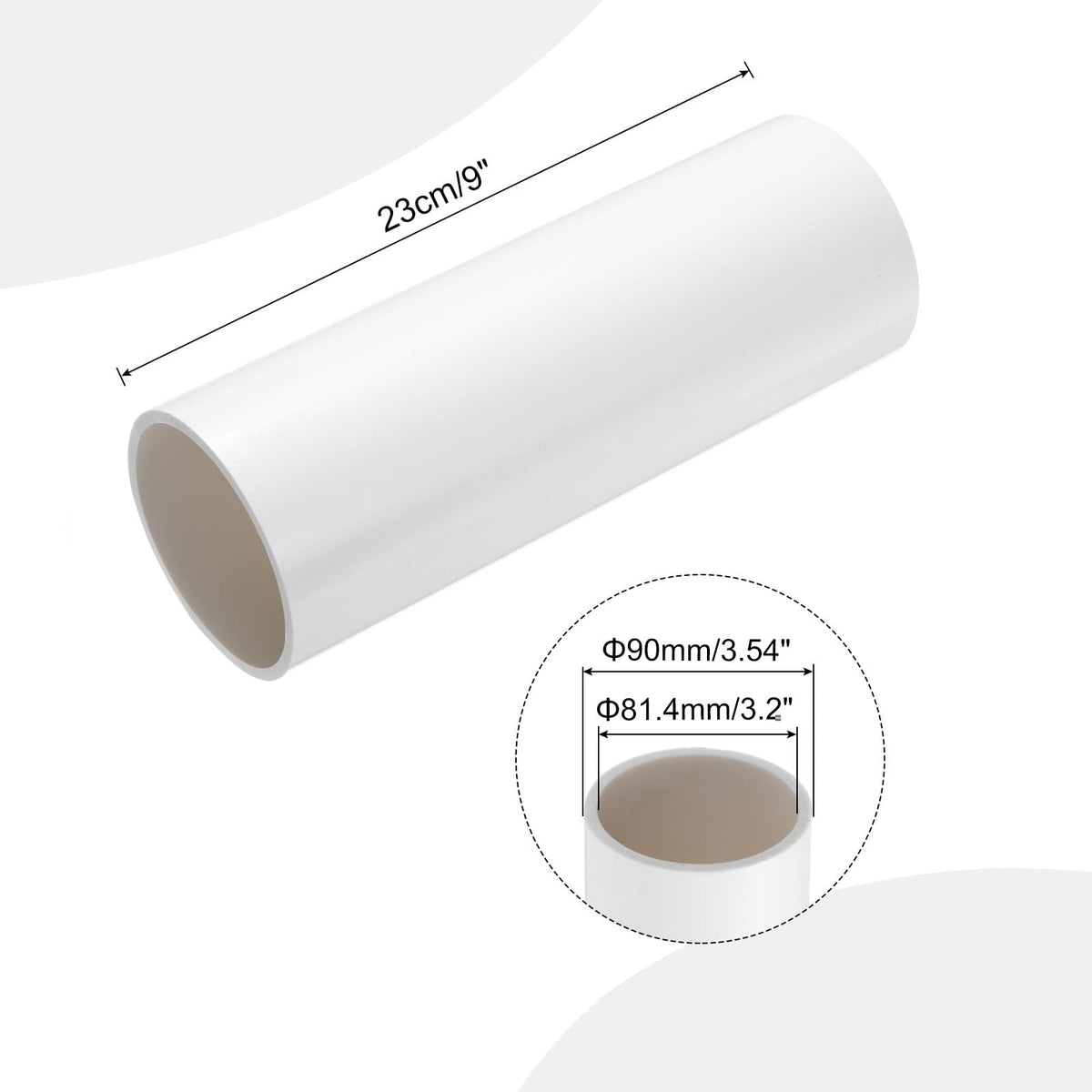 Meccanixity PVC tube with outer diameter 90mm, suitable for outdoor sleeves.