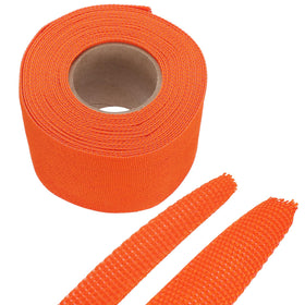 Meccanixity braided cable sleeve in orange protects and organizes wires.