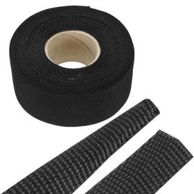 MECCANIXITY front view of braided sleeve roll showing product length and label, durable protection