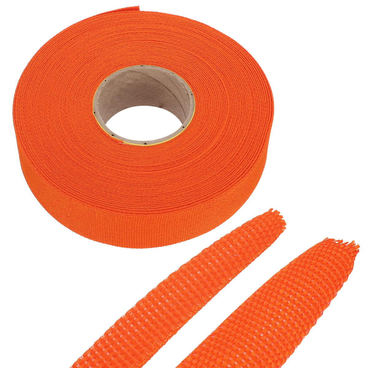 MECCANIXITY front view of orange sleeving roll shows product length and color visibility