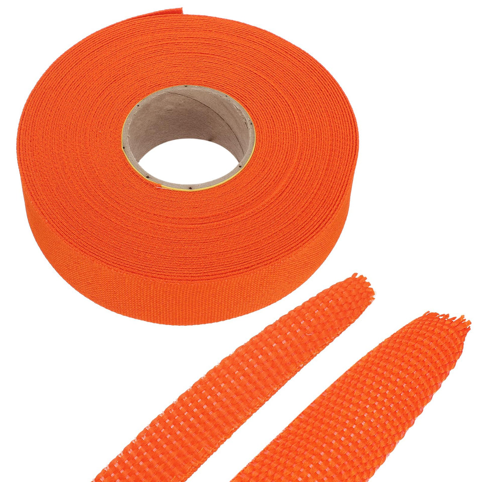 MECCANIXITY front view of orange sleeving roll shows product length and color visibility