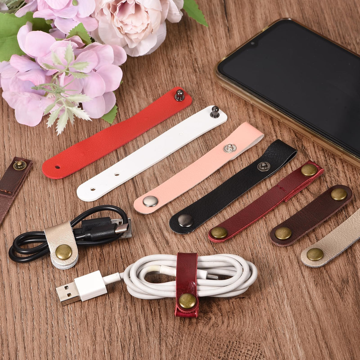 MECCANIXITY straps in a desk scene creating organized cables for cleaner workspace