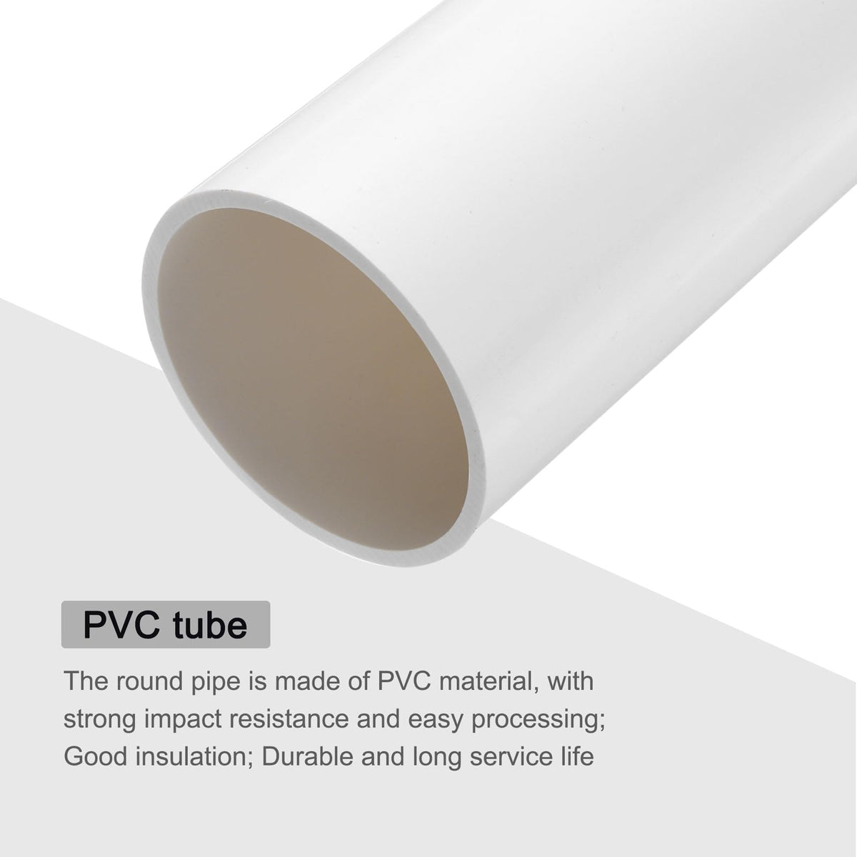 White high-impact PVC rigid tube with a smooth interior for reliable flow.