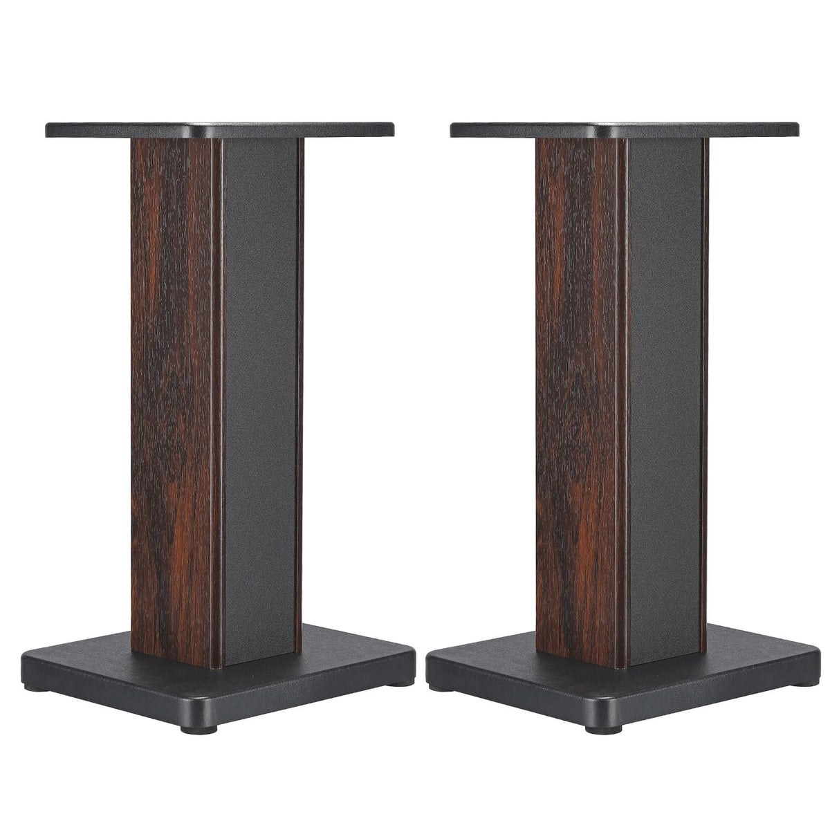 Meccanixity wood grain speaker stands top plate secures speakers for balanced sound
