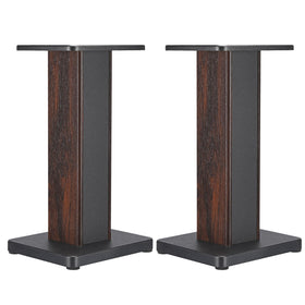 Meccanixity wood grain speaker stands top plate secures speakers for balanced sound
