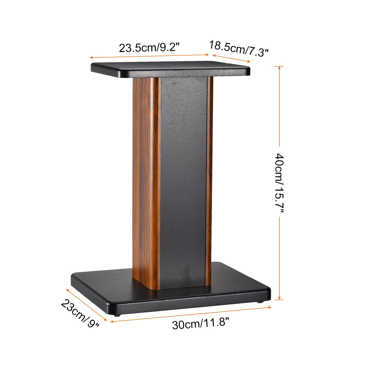 MECCANIXITY wood speaker stand bottom base provides solid support for elevated listening.