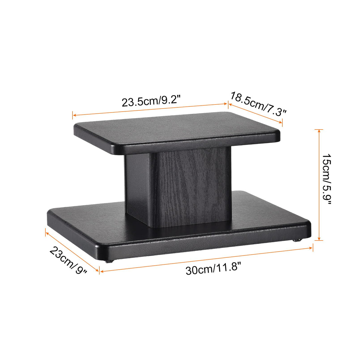 MECCANIXITY wood speaker stand hollow base detail enables reduced resonance for clearer sound.