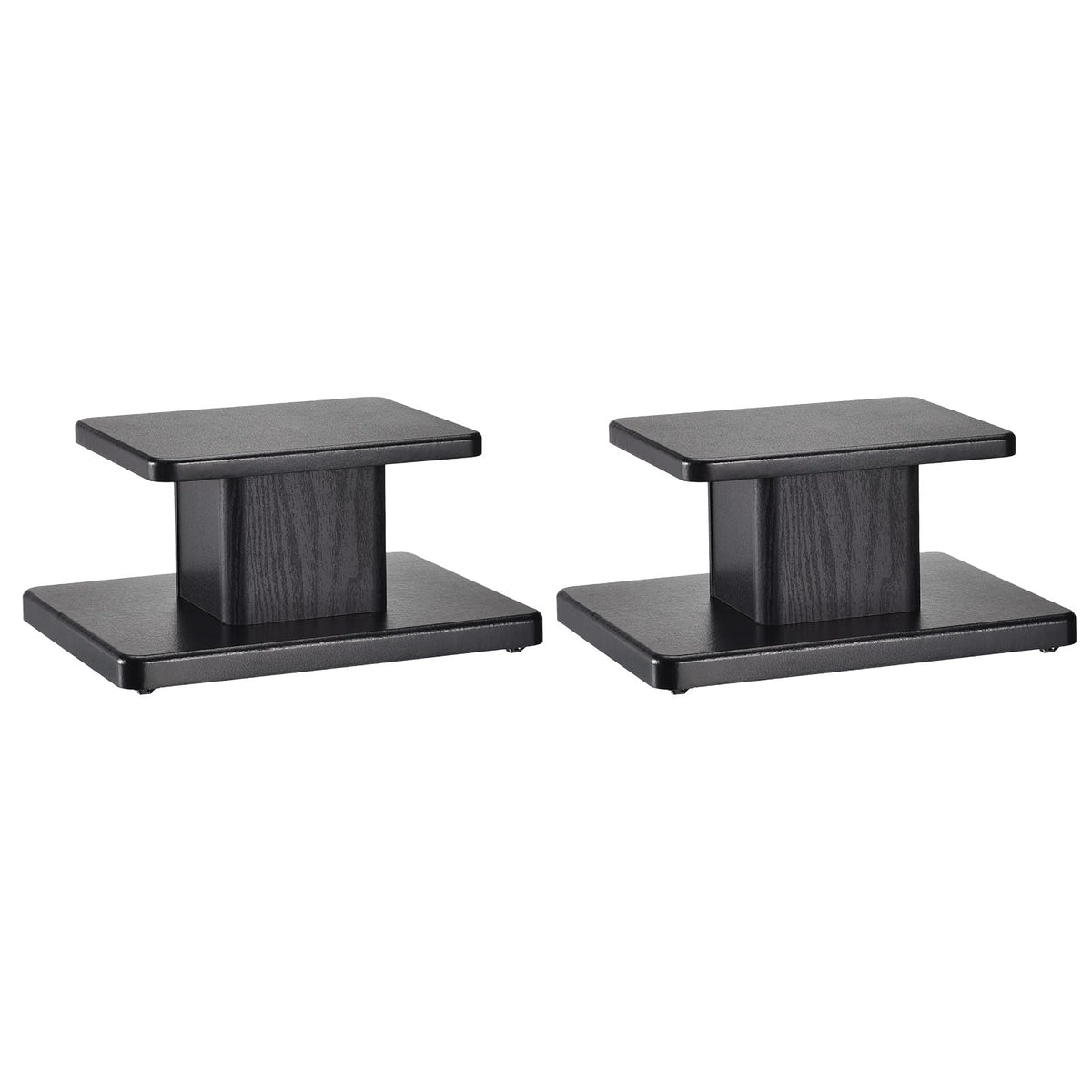 MECCANIXITY wood speaker stand top plate closeup shows sturdy construction for stable placement.