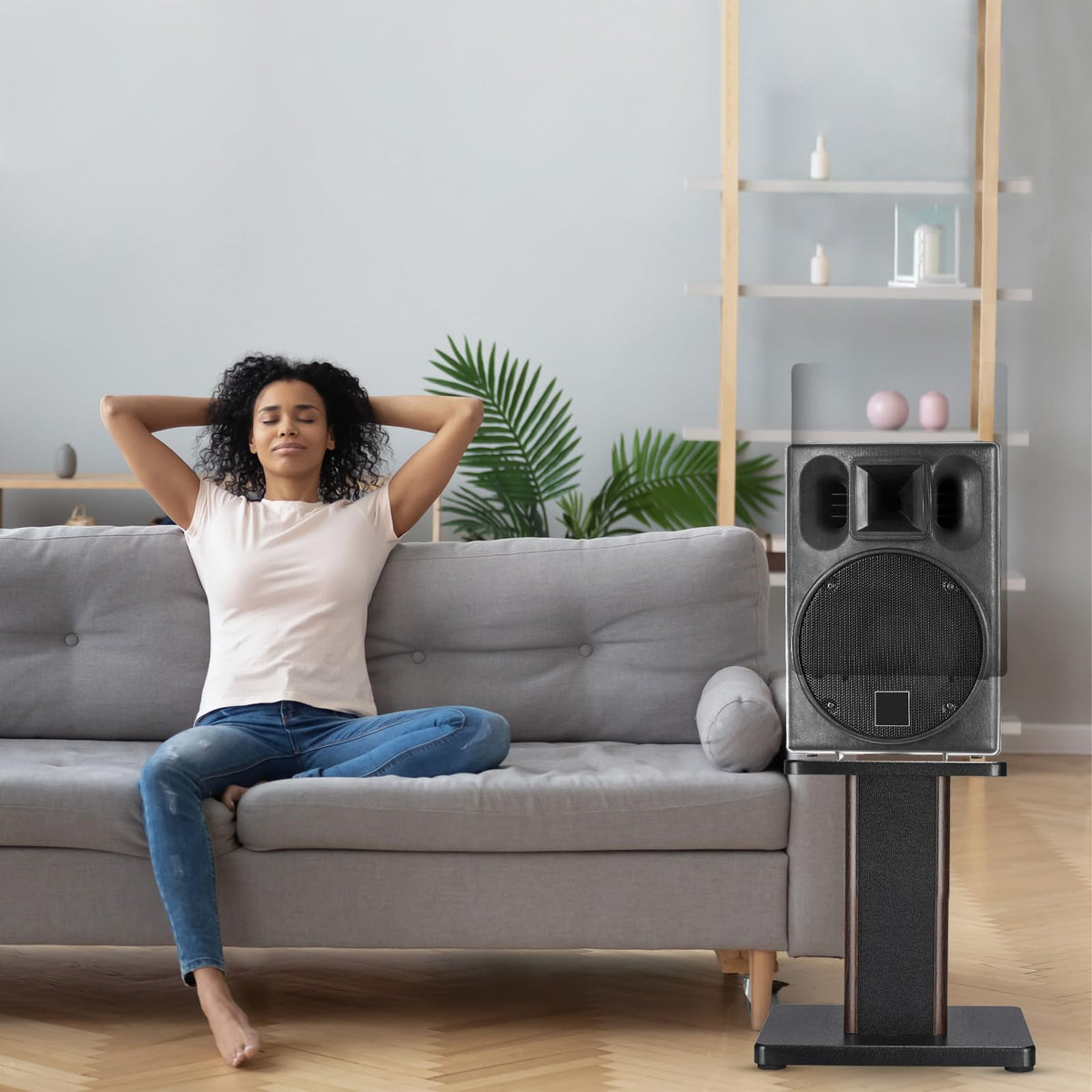 MECCANIXITY wood speaker stands anti-slip pad ensures secure speaker placement