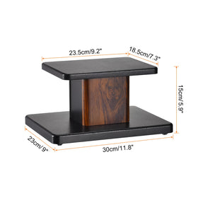 MECCANIXITY wood speaker stands bottom bases close-up show wide footprint for added stability