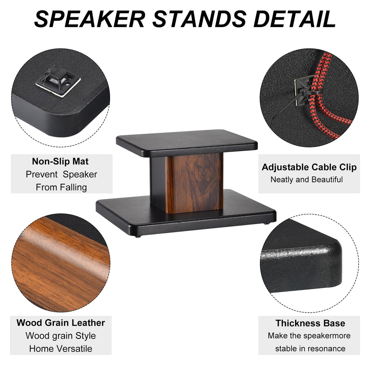 MECCANIXITY wood speaker stands hollow design highlights resonance reduction for clearer listening