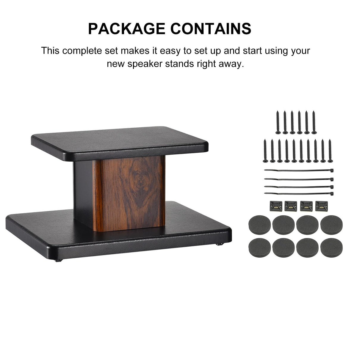 MECCANIXITY wood speaker stands included hardware set supports quick setup