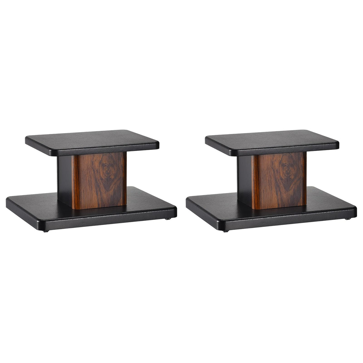 MECCANIXITY wood speaker stands top plate close-up demonstrates sturdy construction for stable audio placement