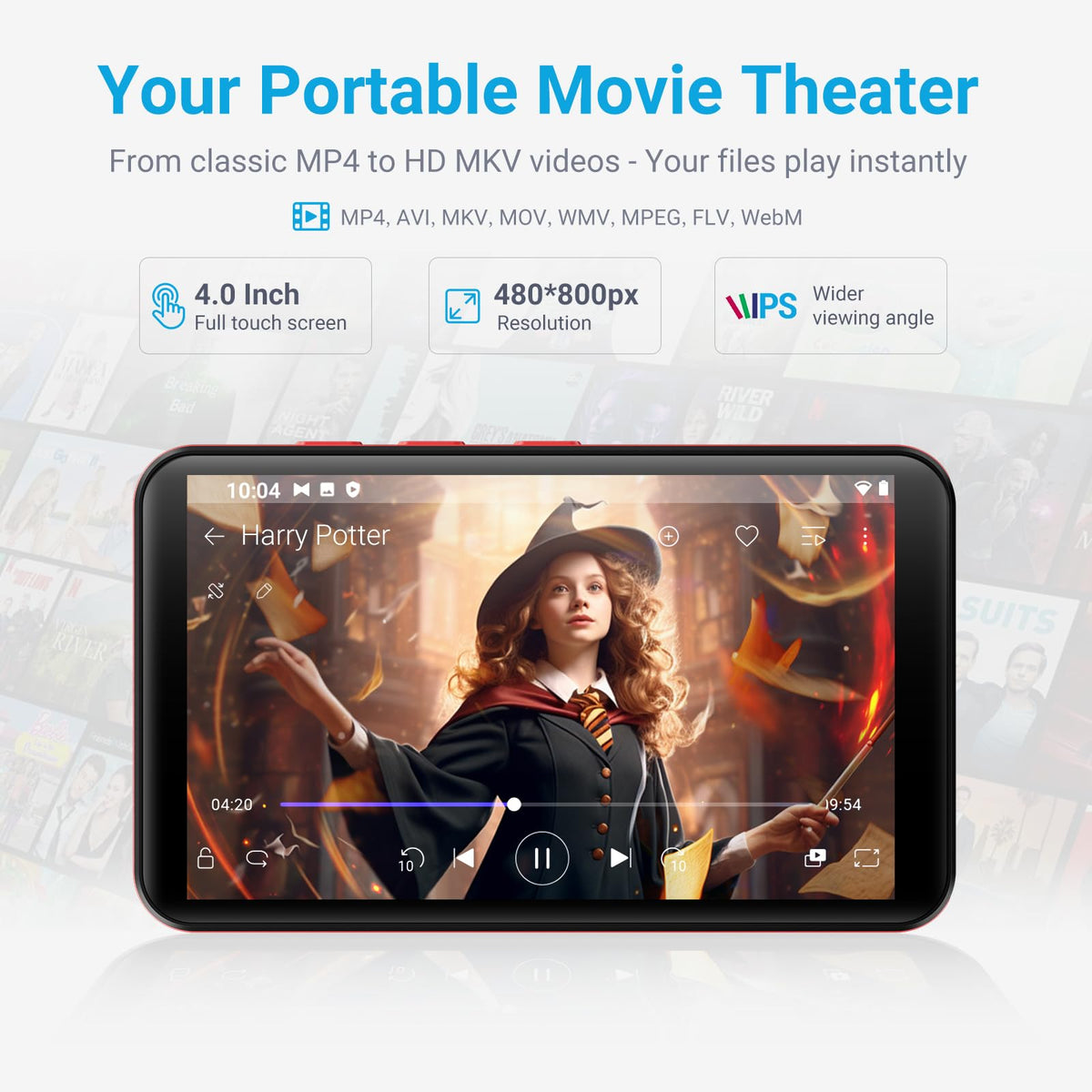 MECHEN 96GB Android MP3 MP4 player supports 1080p video playback on the go