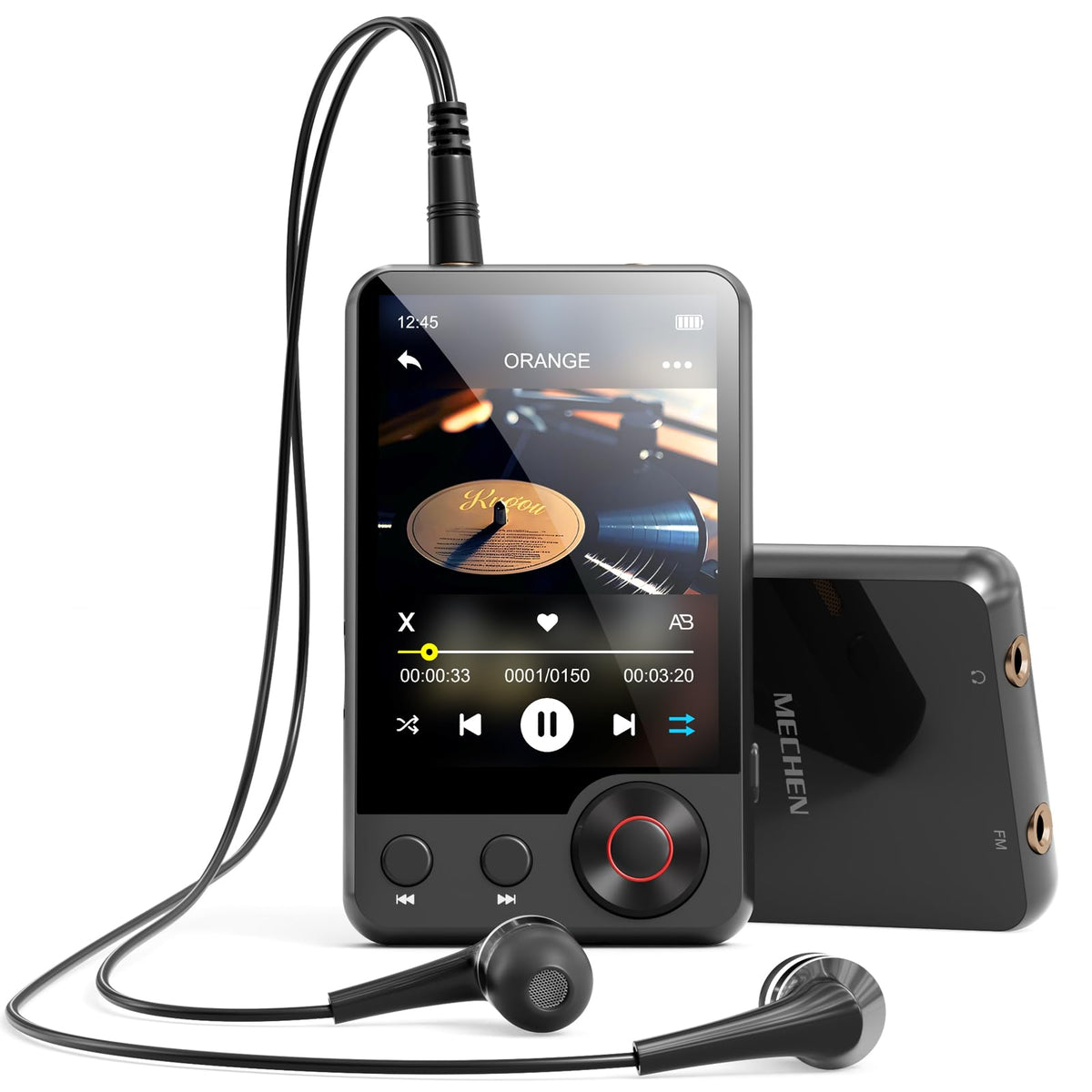 MECHEN D53 front display showing music playback and benefits of easy navigation