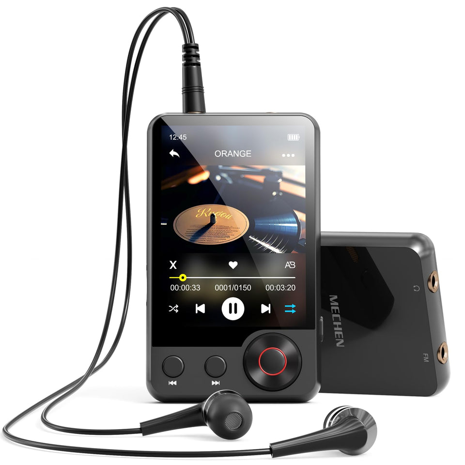 MECHEN D53 front display showing music playback and benefits of easy navigation