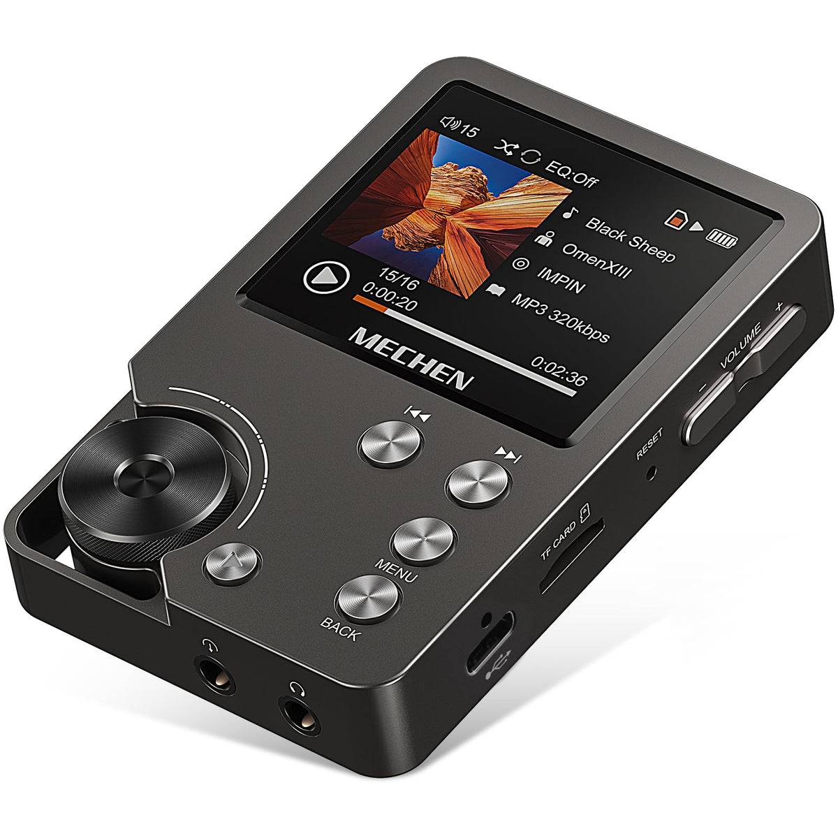 MECHEN M30 HiFi DAP front panel with dual DAC for rich, detailed sound.