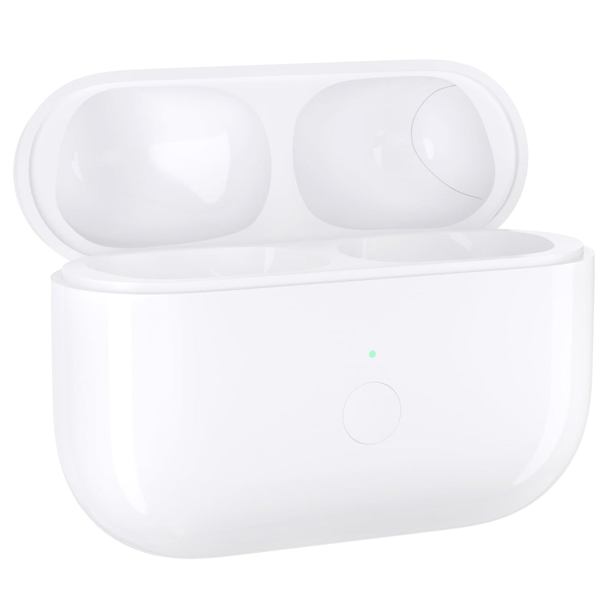 Medoque AirPods Pro 2 replacement case, front view with quick pairing and charging indicator.