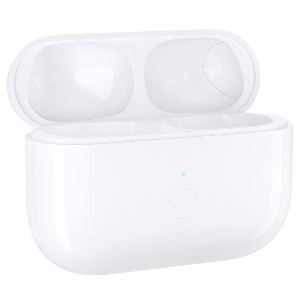 Medoque AirPods Pro 2 replacement case, front view with quick pairing and charging indicator.