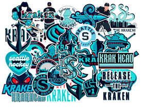 MEDIAWORKS front pack showing 30 unique Kraken stickers and vibrant colors