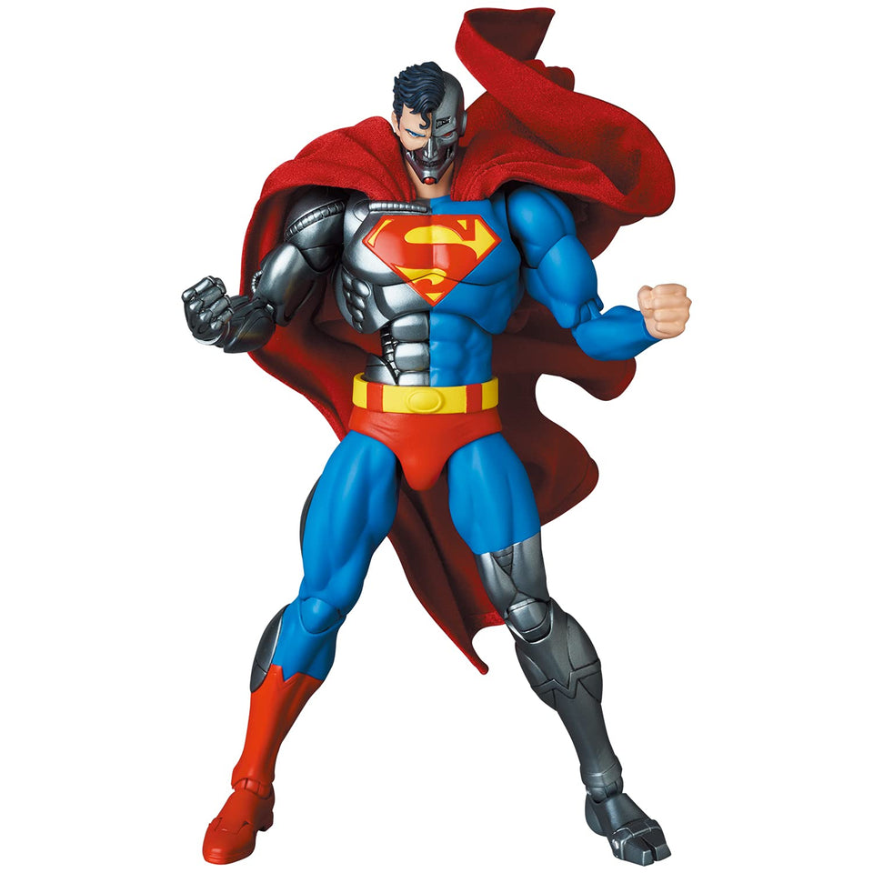 Medicom Return of Superman Cyborg action figure front view shows premium articulation for dynamic display