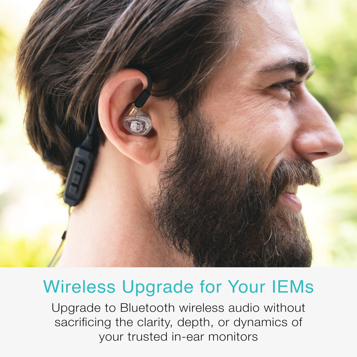 MEE audio BT3 MMCX connector close-up highlights wide compatibility with detachable IEM cables.