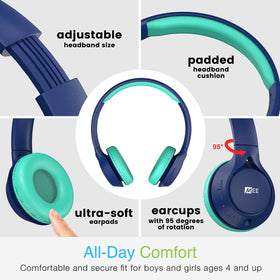 MEE Audio KidJamz KJ45BT volume limiter feature demonstrated for safer listening.
