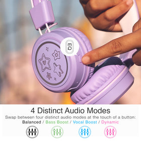 MEE audio lavender headphones in travel setting showing long battery convenience