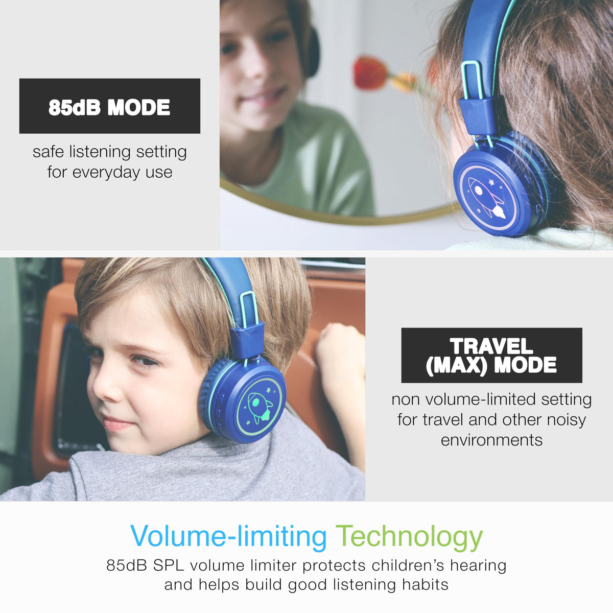 MEE audio close-up of LED ear cup lights highlighting colorful patterns and visual fun