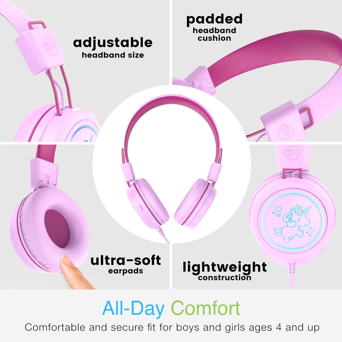 MEE audio KidJamz pink built-in microphone for online classes