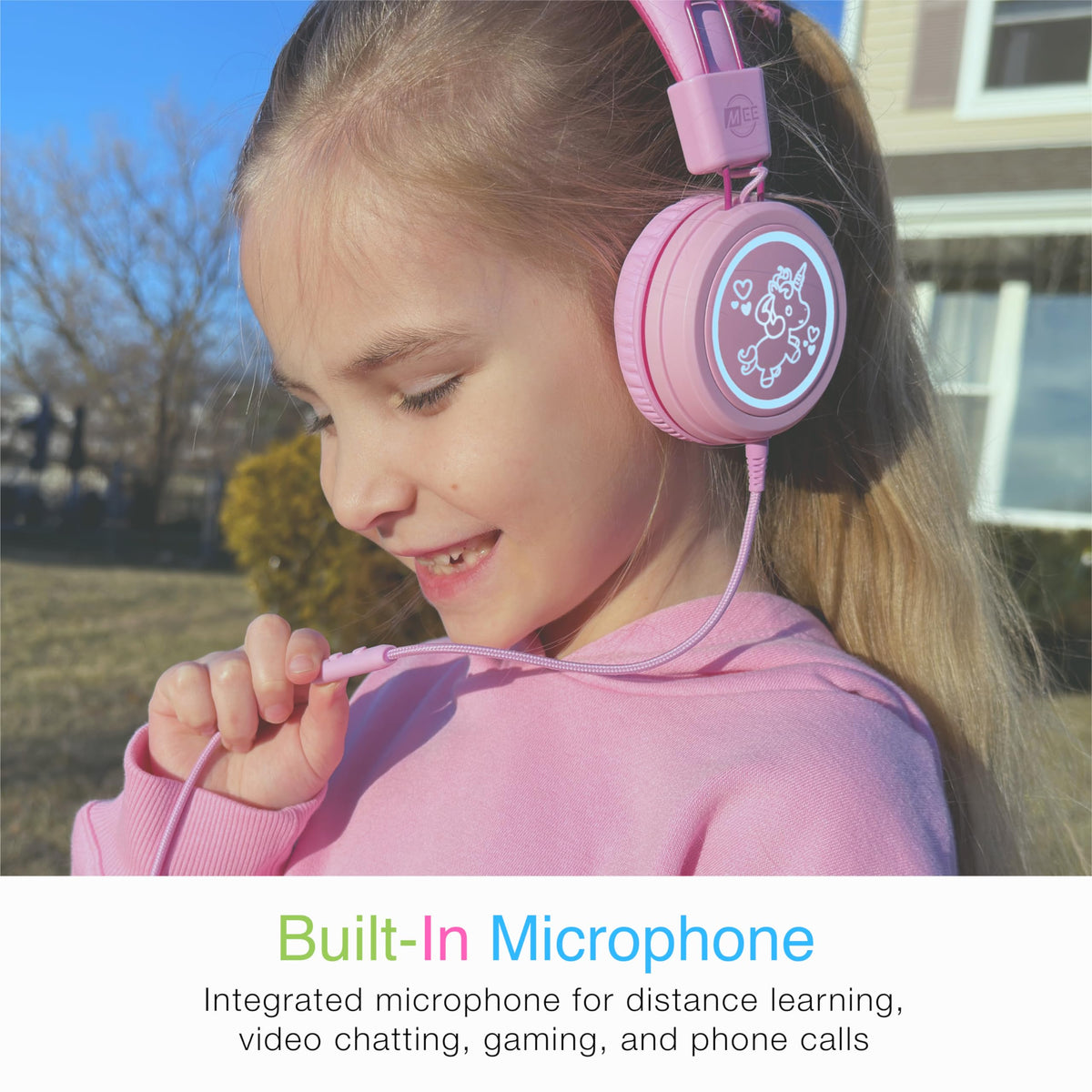 MEE audio KidJamz pink on-ear design suited for kids and parents