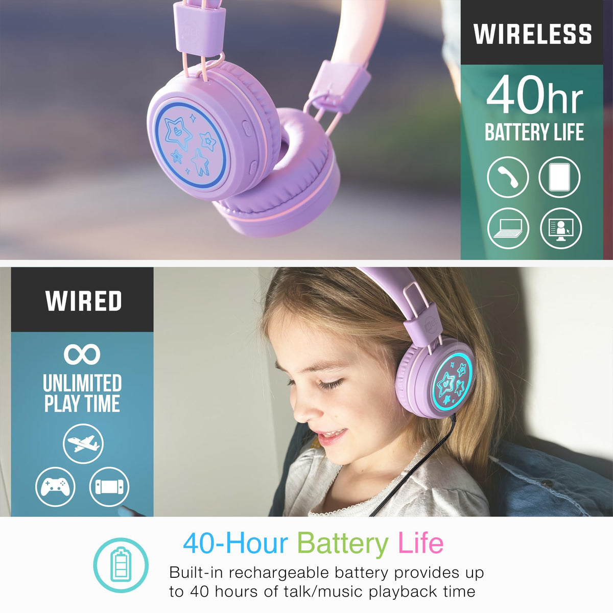 MEE audio size comparison with child hand demonstrating compact kid-friendly scale