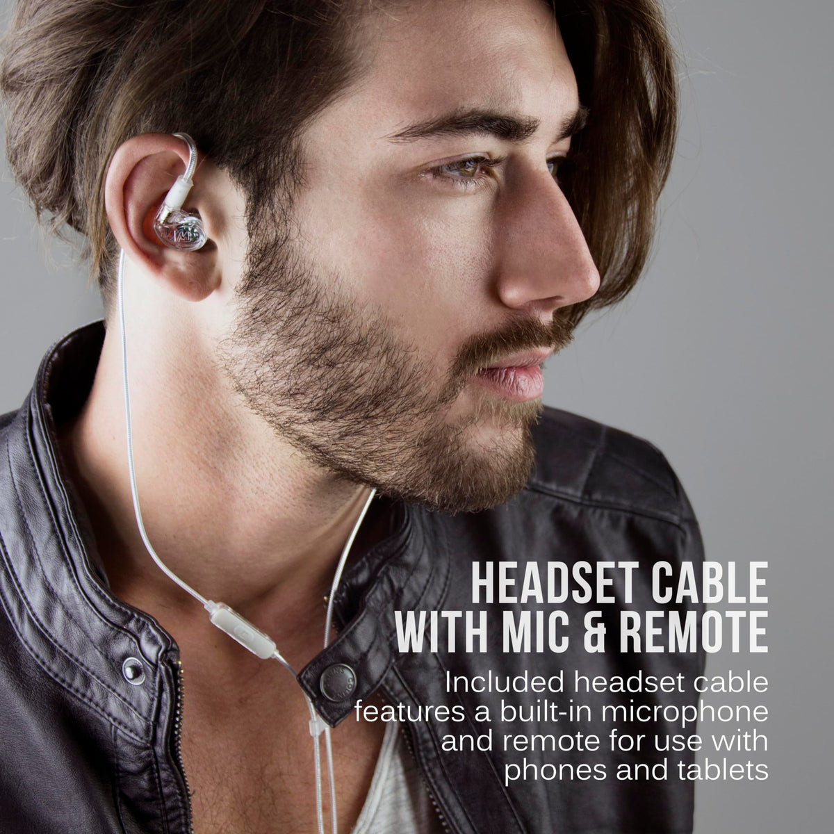 MEE audio cable with inline mic and remote showing hands-free control convenience