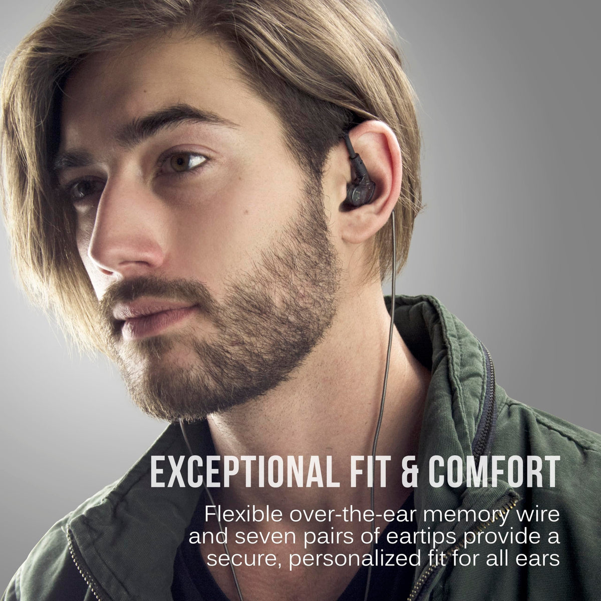 MEE audio detachable cable with mic displayed for device compatibility