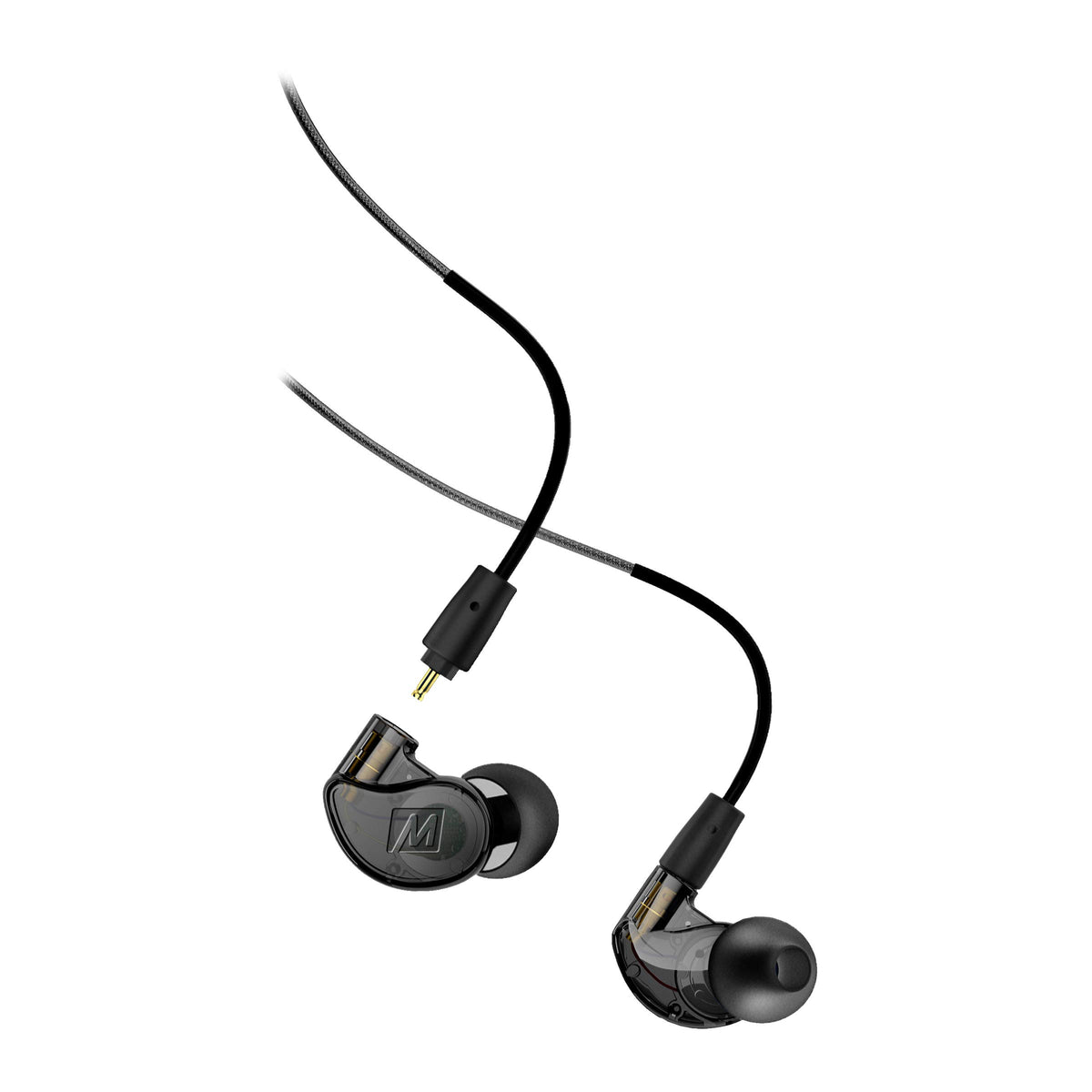 MEE audio M6 PRO front view showing sleek housings and fit benefit