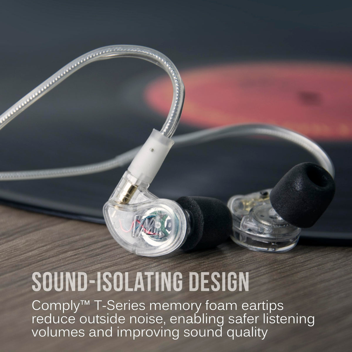MEE audio worn by musician in-ear showing confident fit and noise isolation on stage