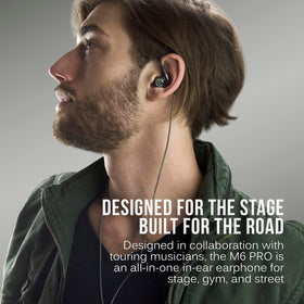 MEE audio memory-wire earhook close-up showing custom-fit stability