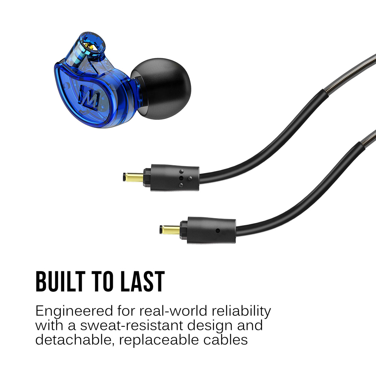 MEE audio next to coin for scale showing compact, lightweight design