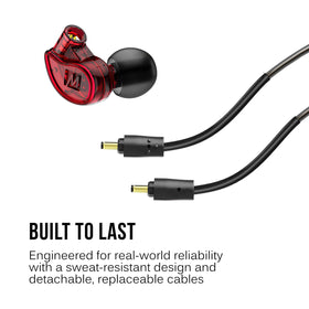 MEE audio M6 PRO housing texture close-up showcasing durable, sweat-resistant build