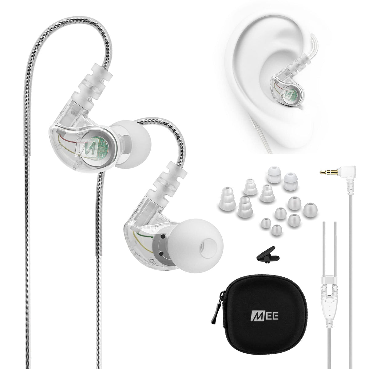 MEE audio M6 Sport earbuds with dynamic drivers delivering powerful bass during workouts