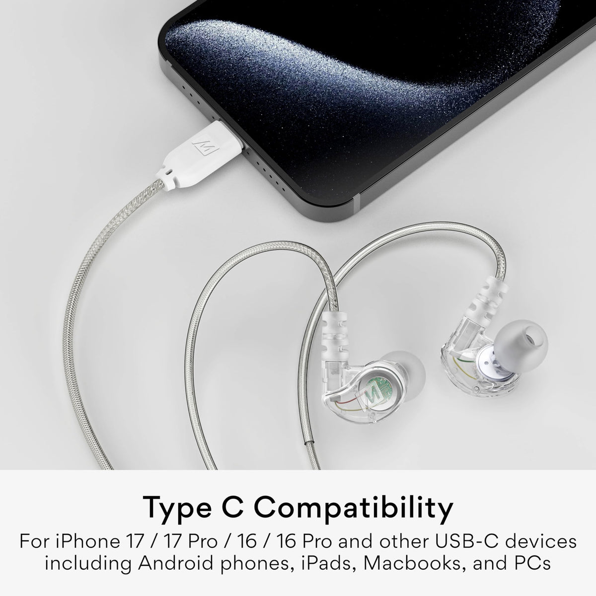 Shirt clip keeps cables tidy during runs with MEE audio M6 Sport