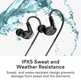 MEE Audio M6 Sport memory-wire earhooks for a secure, customizable fit.