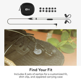 MEE Audio M6 Sport earbuds six tip sizes for a personalized, comfortable seal.