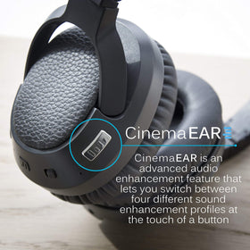 Soft memory foam earpads provide comfort during extended movie watching