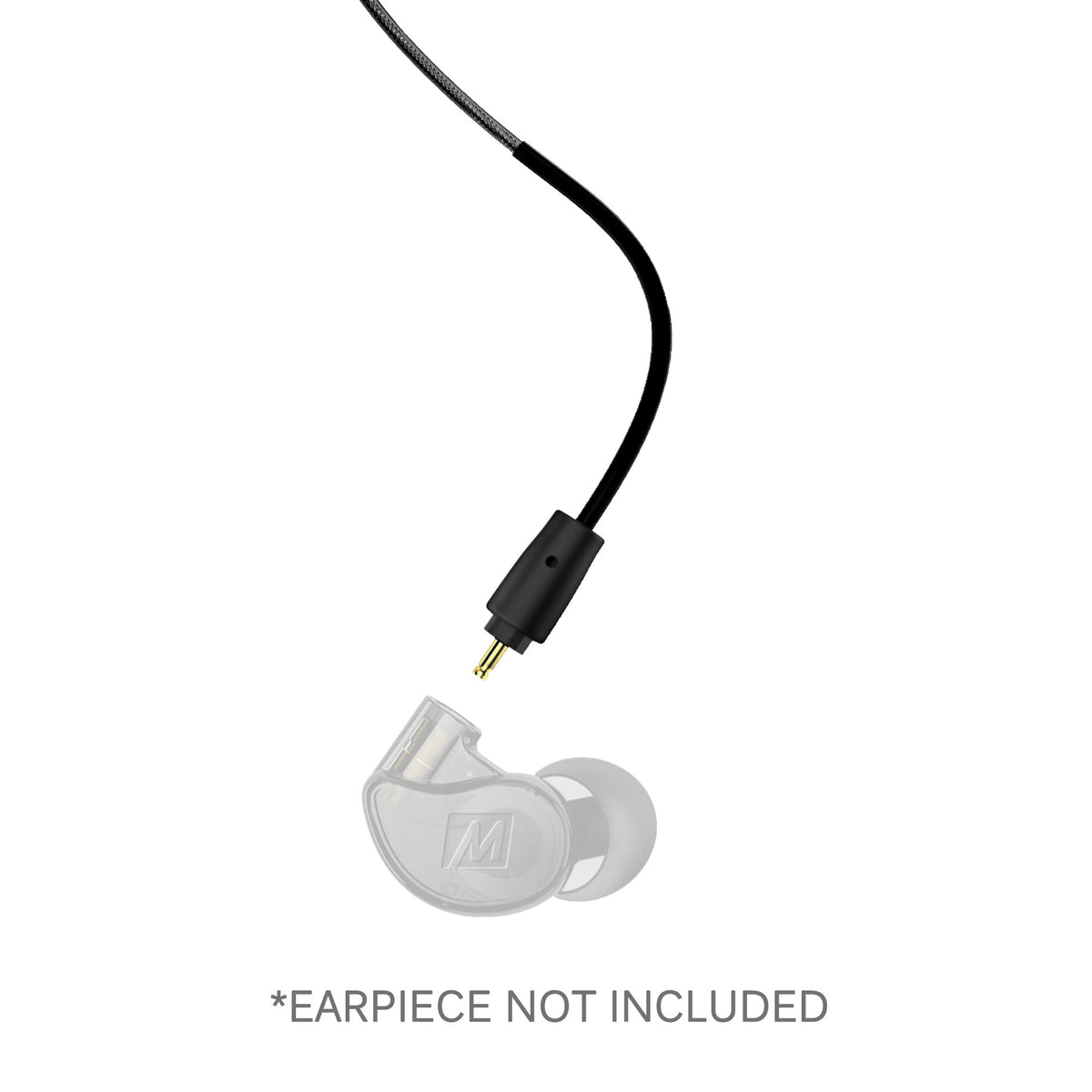 MEE audio MX PRO cable with gold-plated 3.5mm plug for reliable connection.