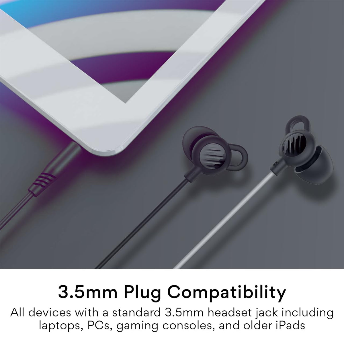 MEE Audio SleepTones 3.5mm jack compatibility with laptops and more.