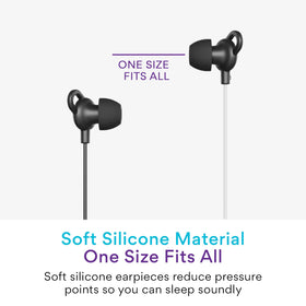 SleepTones ear retention loops keep earbuds secure during sleep.