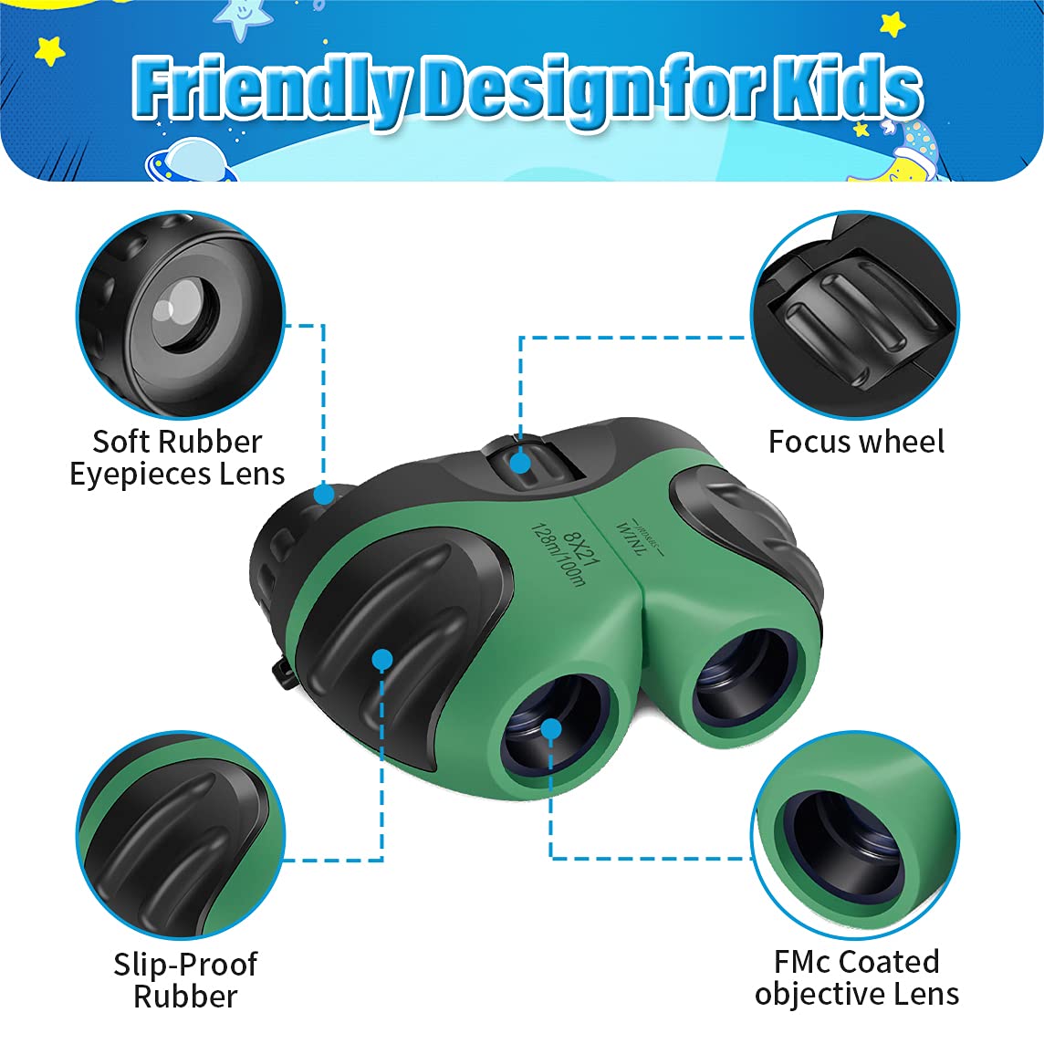 Meet Sun VNVDFLM binoculars close-up lens showing coating and clarity