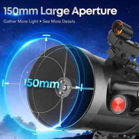 MEEZAA equatorial-mount with precise dials enables smooth sky tracking