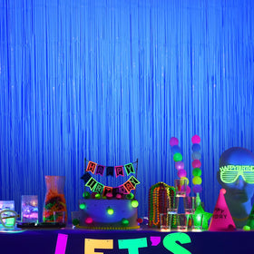 Close-up of Mega-L Glow curtains' tinsel texture for festive sparkle.